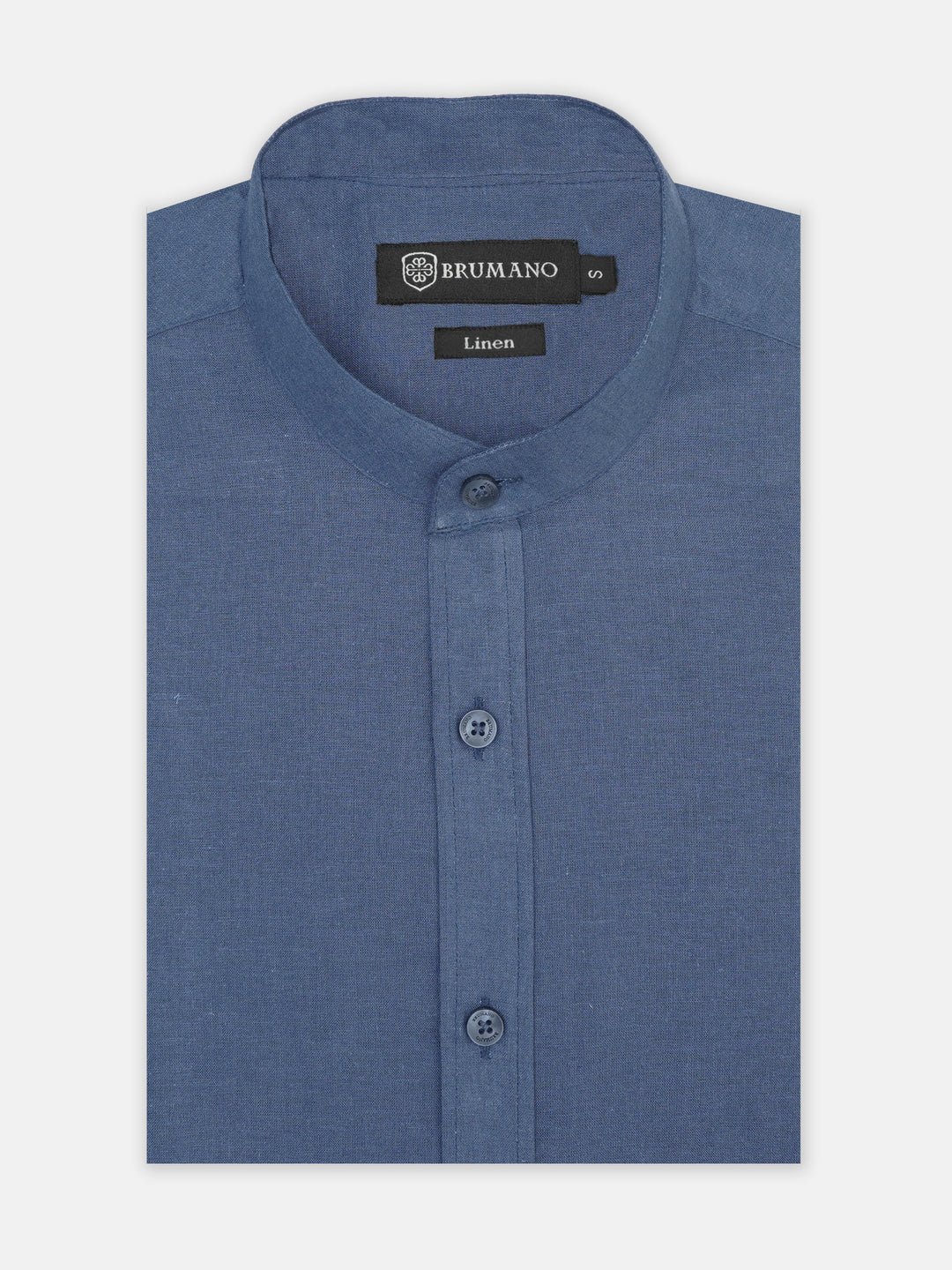 Blue linen blended mao collar shirt brumano pakistan