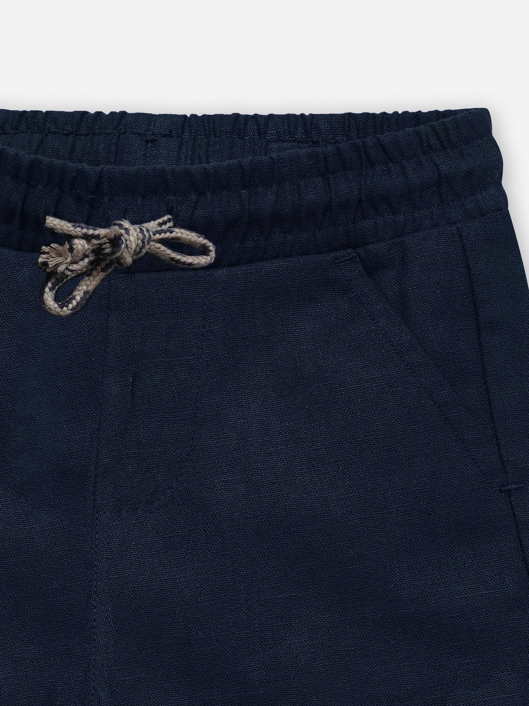 Blue Linen Structured Casual Shorts - Junior