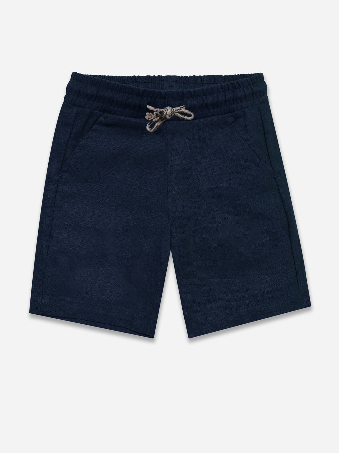 Blue Linen Structured Casual Shorts - Junior