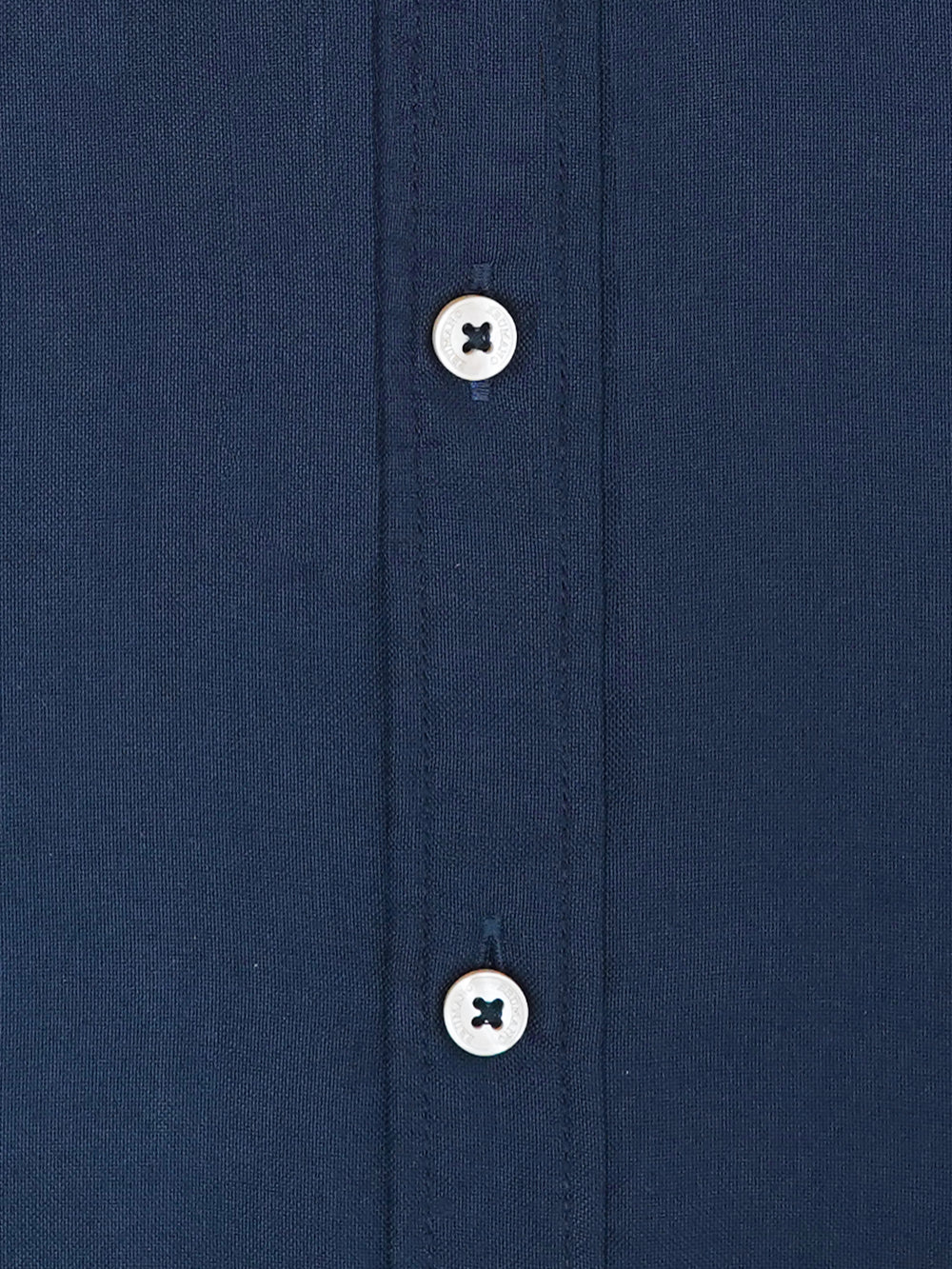 Blue oxford button down shirt close detail