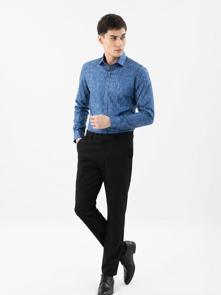 Blue Paisley Jacquard Shirt