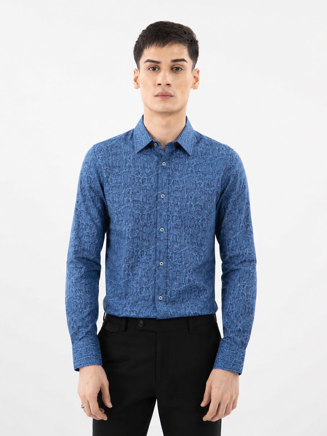 Blue paisley jacquard shirt