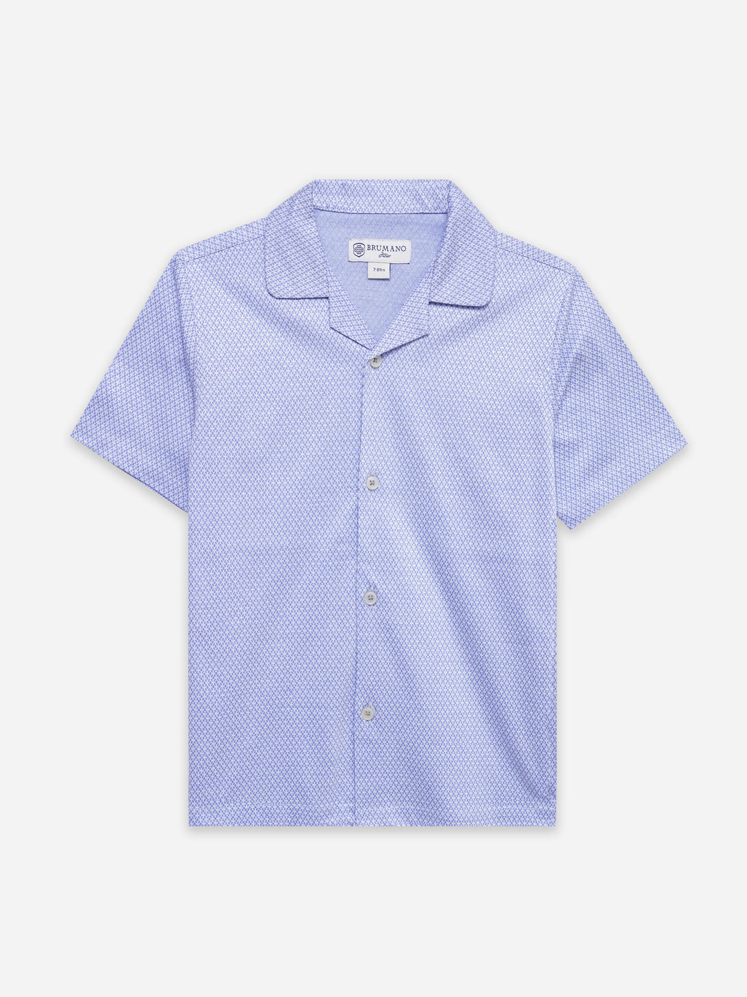 Blue Printed Knitted Cuban Collar Shirt - Junior