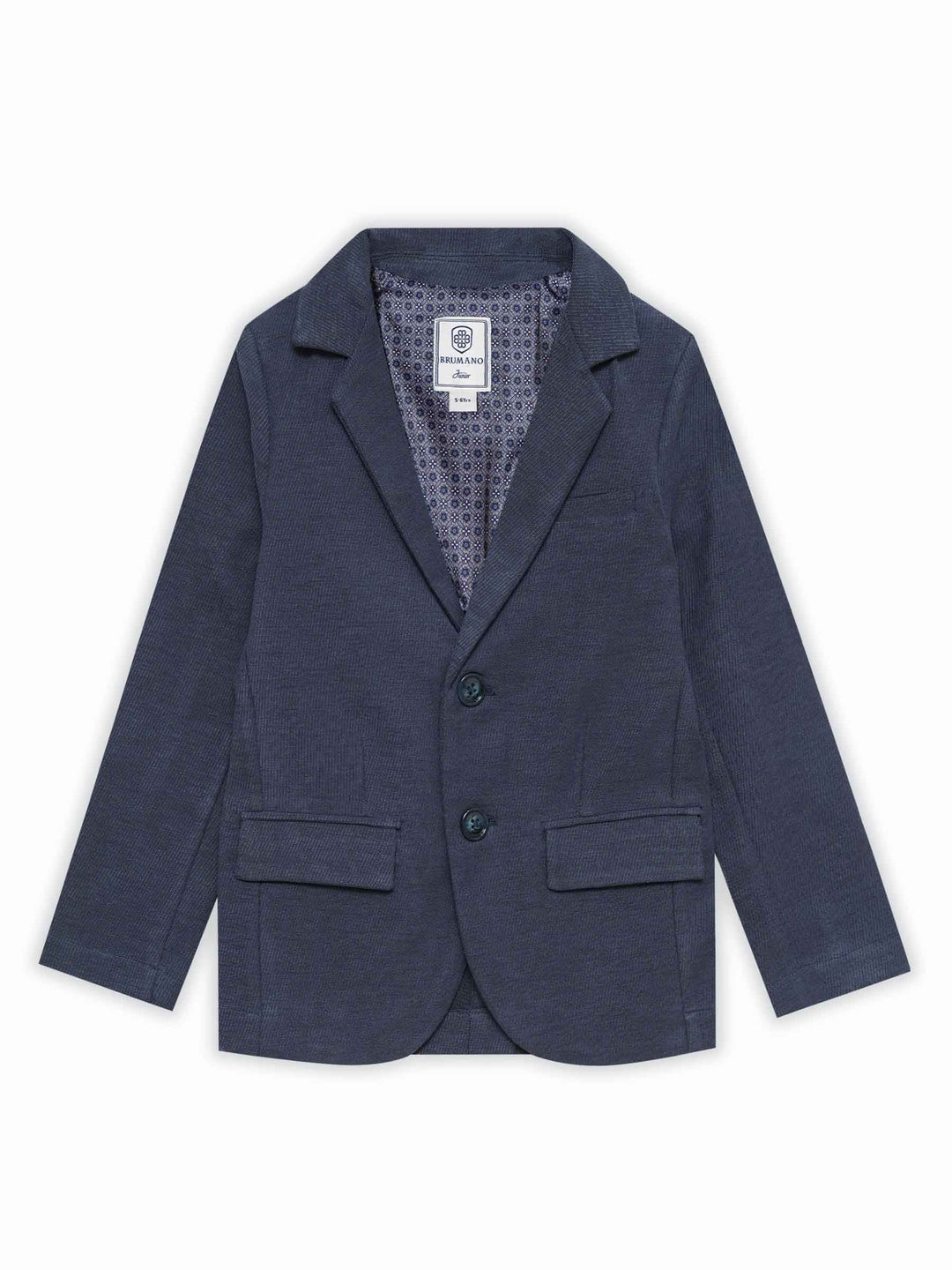 Blue Self Striped Kids Casual Blazer