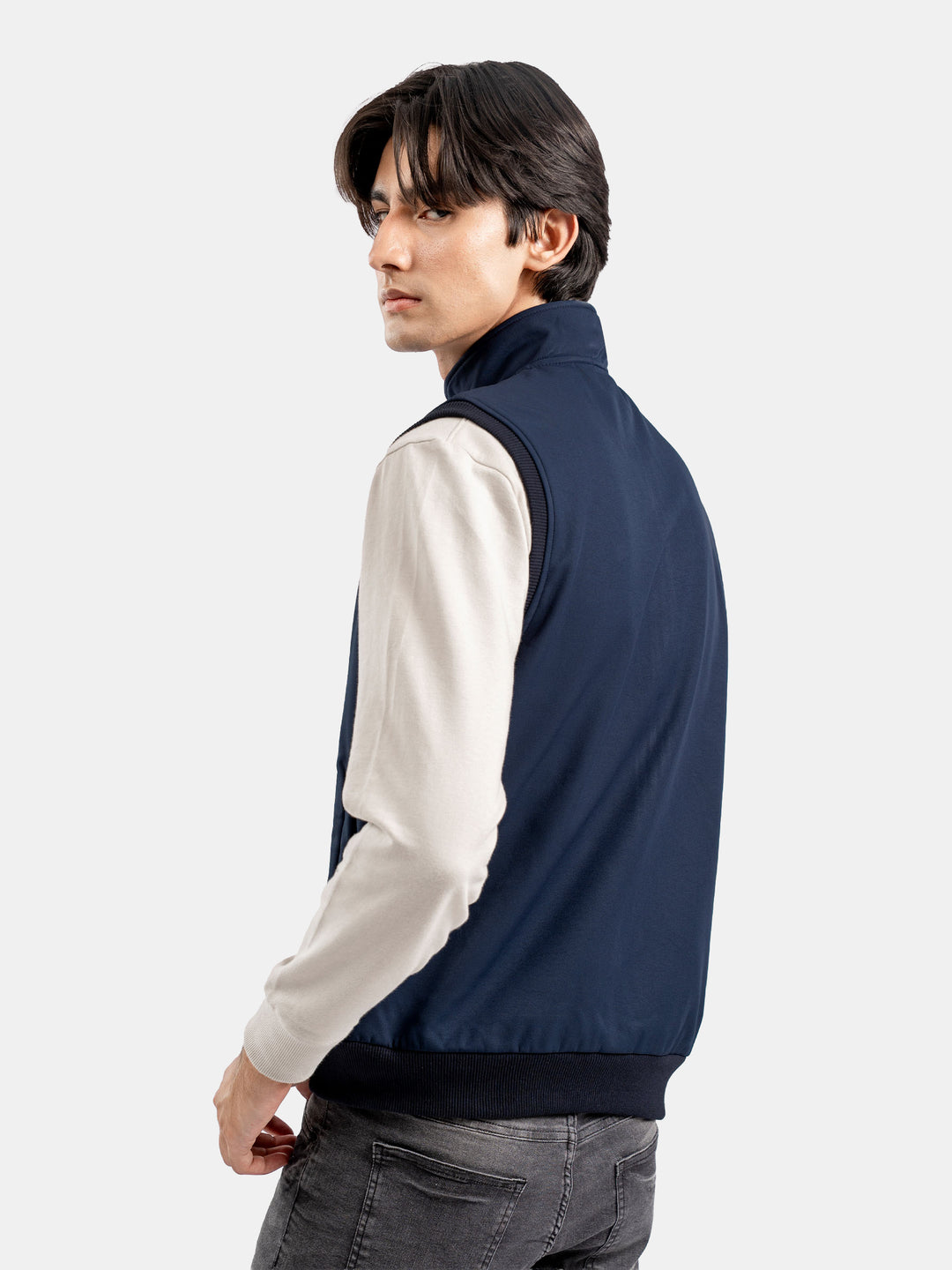 Blue Sleeveless Zipper Jacket - Essential