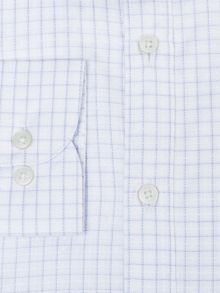 Blue Small Windowpane Slub Checkered Formal Shirt - Luxe