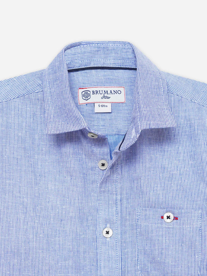 Blue Striped Casual Shirt - Junior