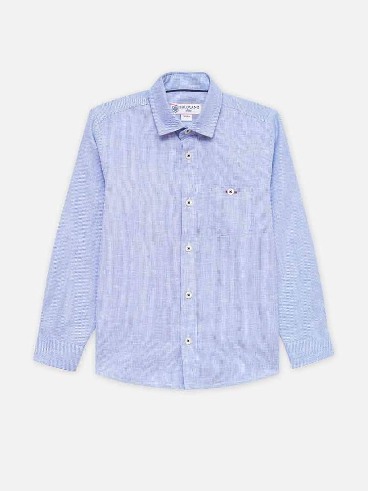 Blue Striped Casual Shirt - Junior
