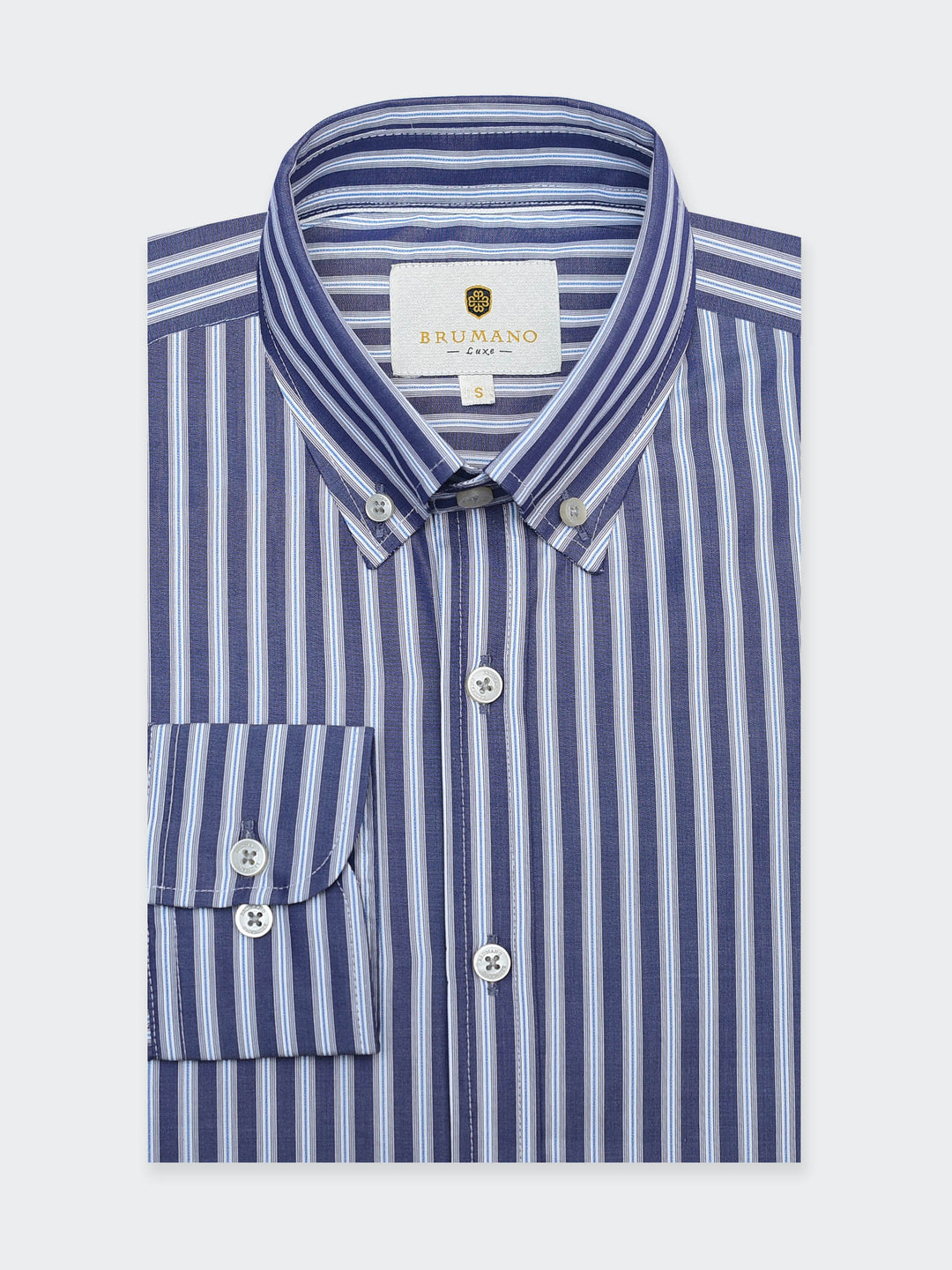 Blue Striped Formal Button Down Shirt - Luxe