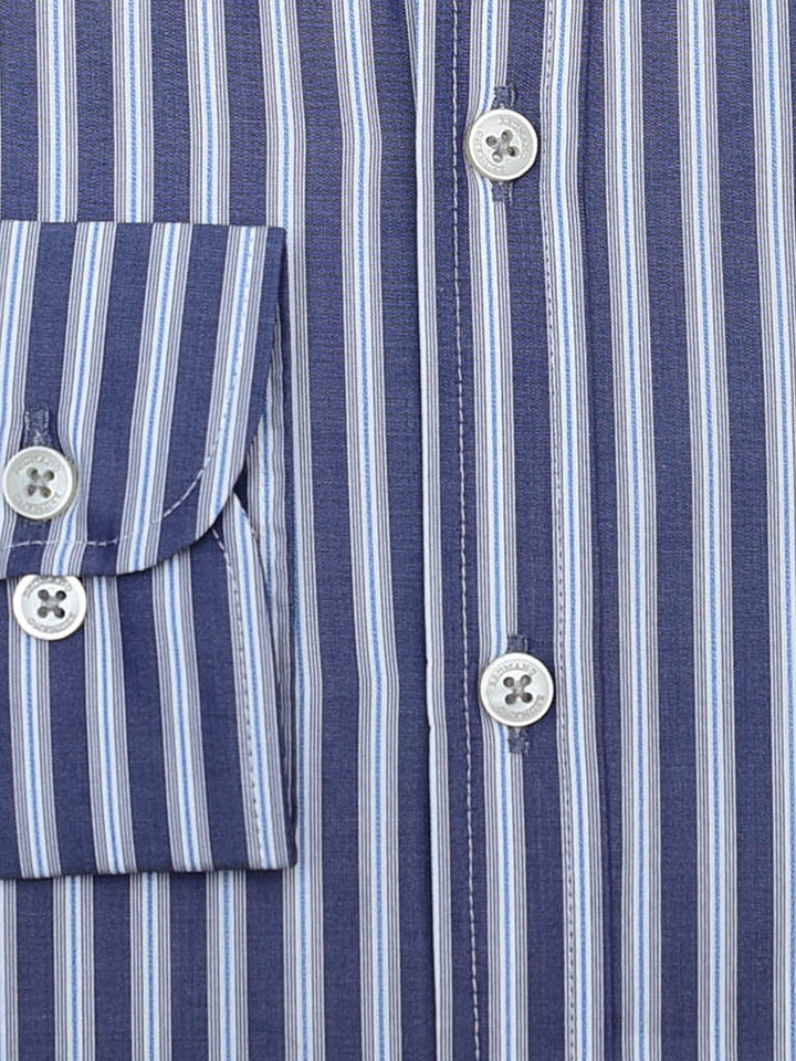 Blue Striped Formal Button Down Shirt - Luxe