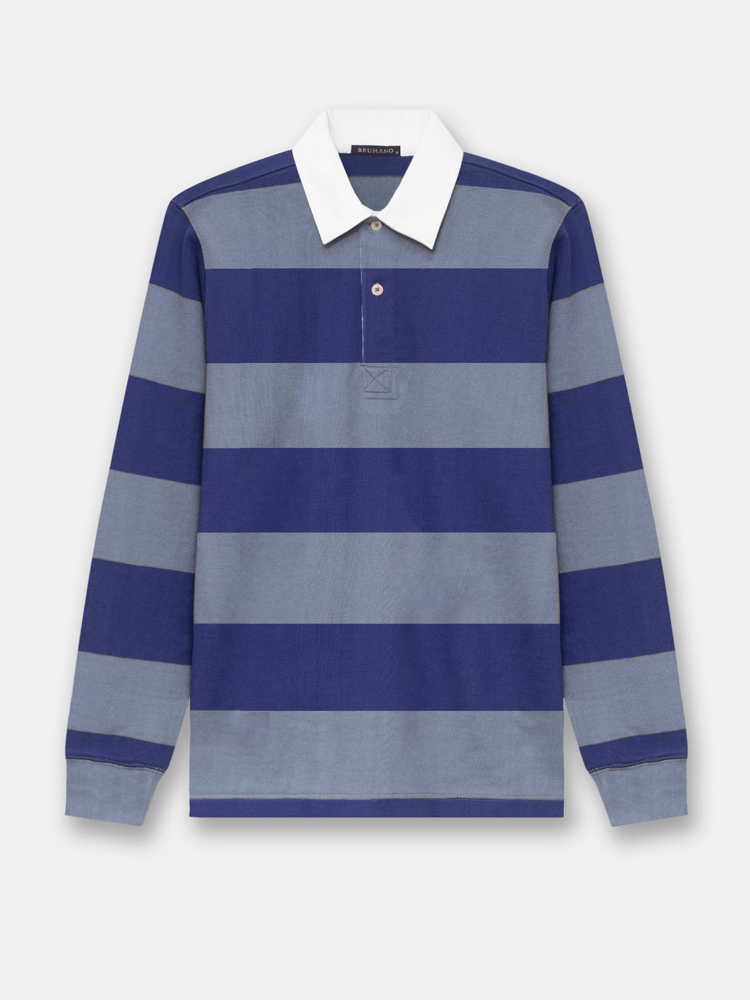 Blue Striped Full Sleeve Rugby Polo
