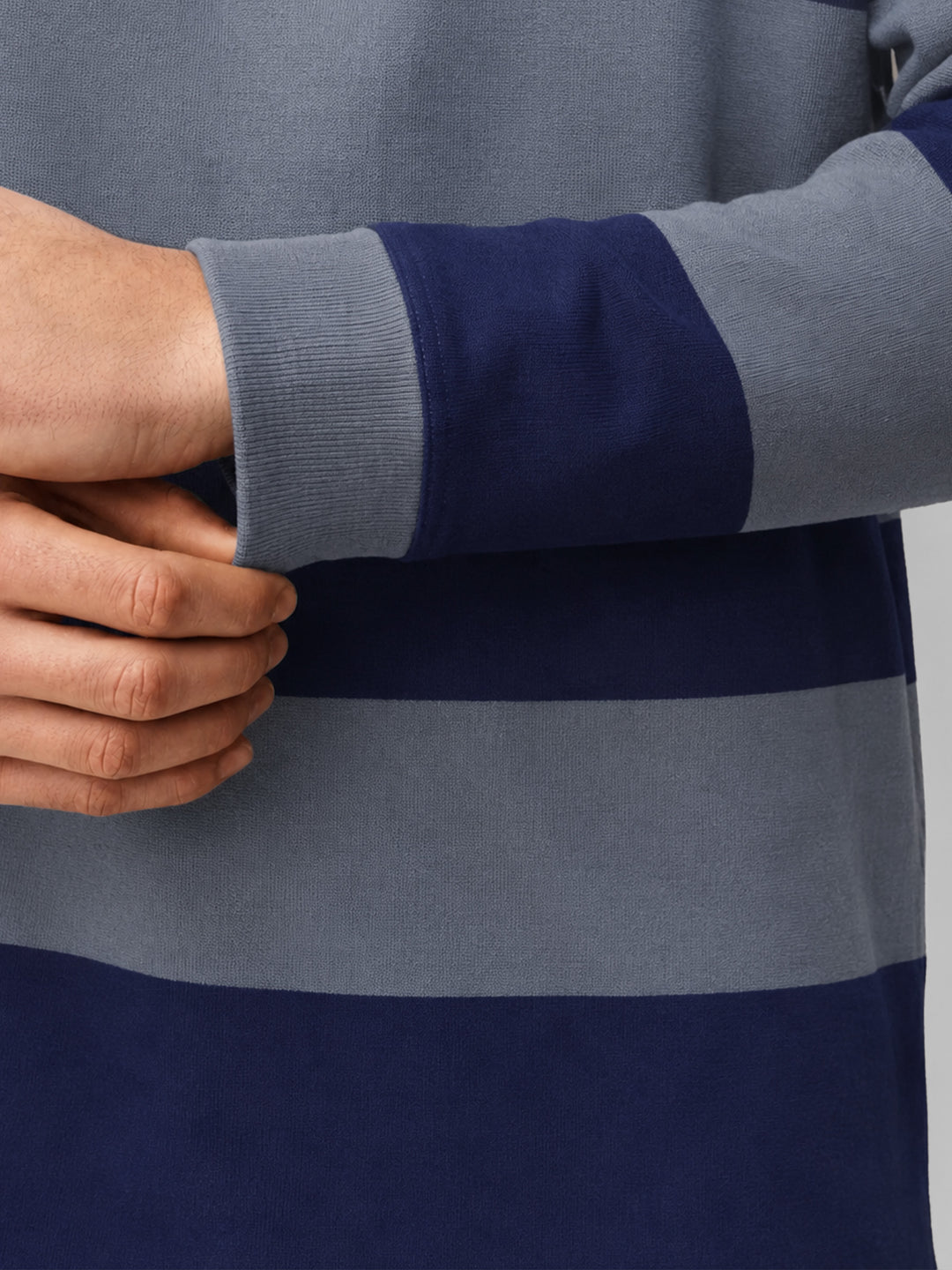 Blue Striped Full Sleeve Rugby Polo