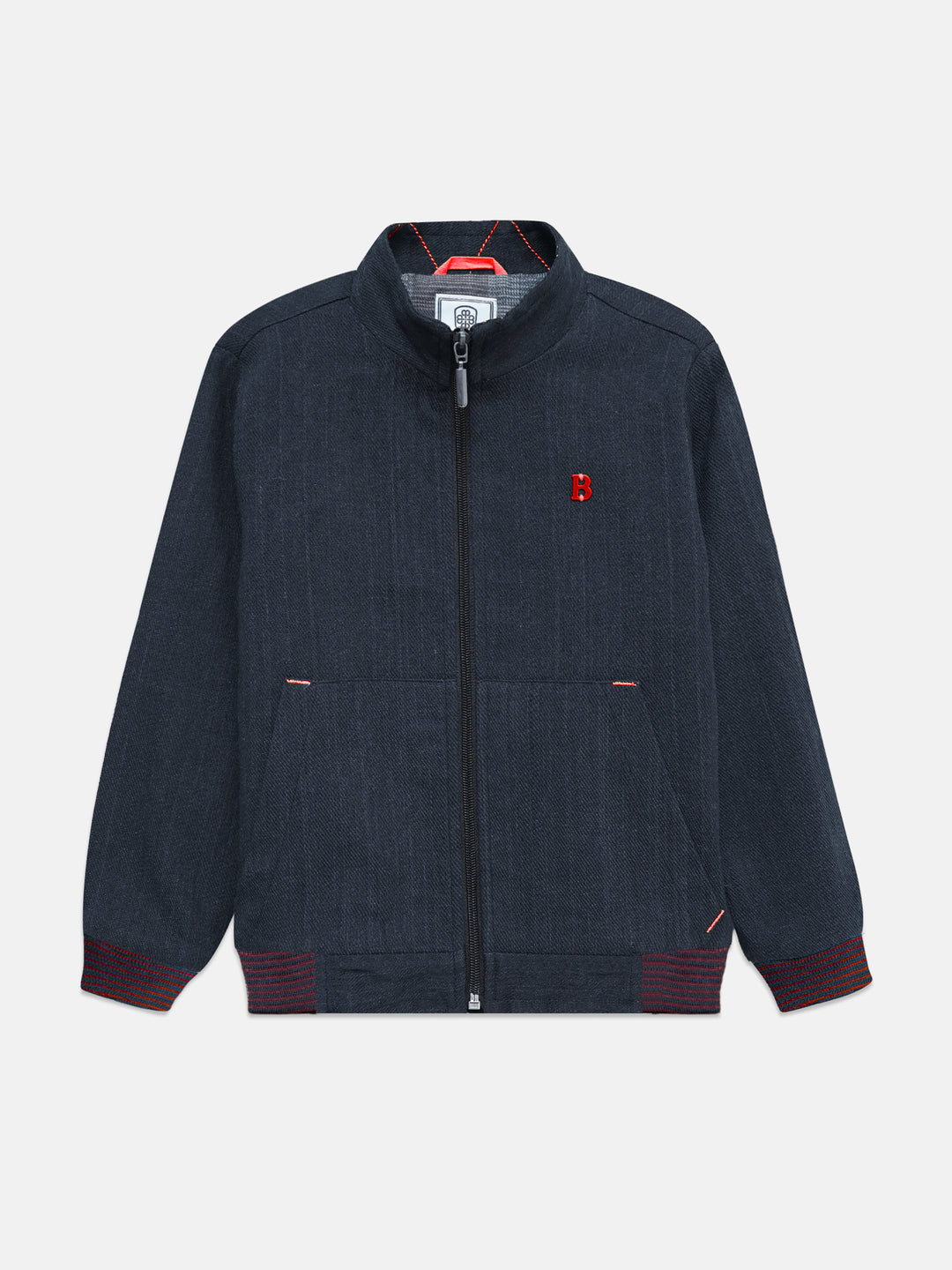 Blue Structured Jacket With Pockets