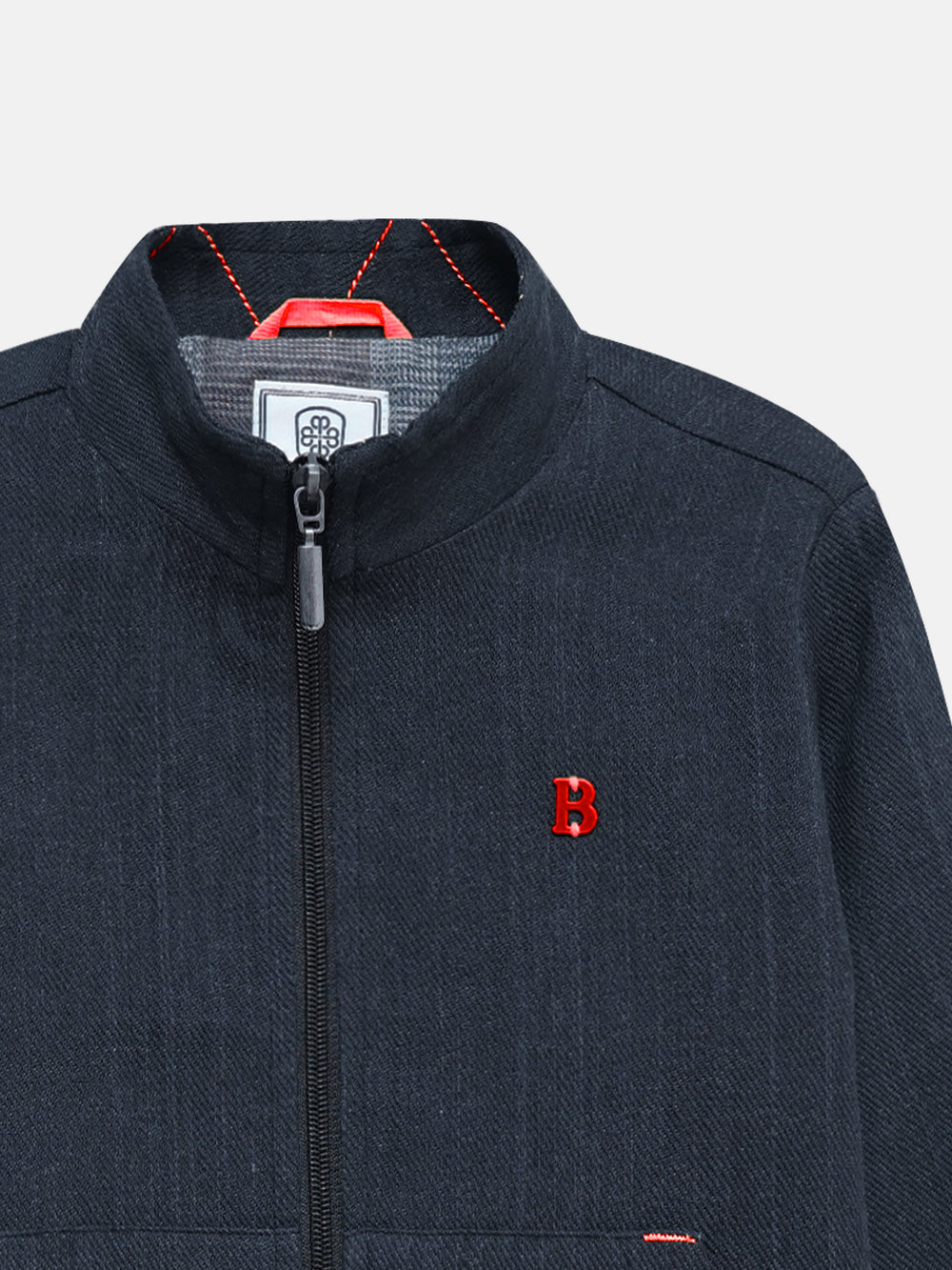 Blue Structured Jacket With Pockets