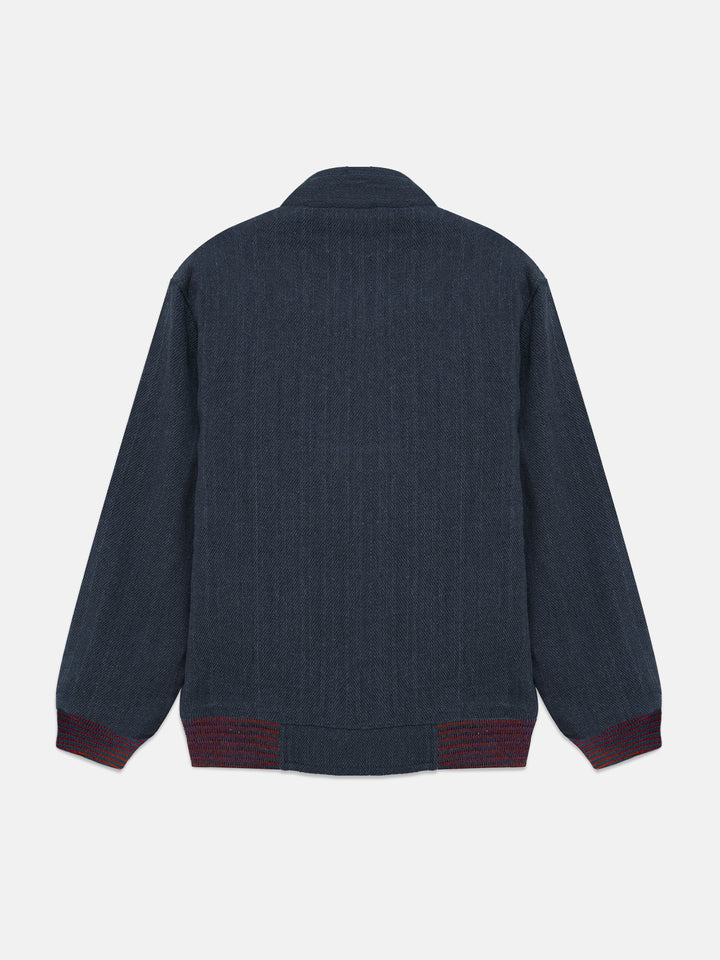 Blue Structured Jacket With Pockets