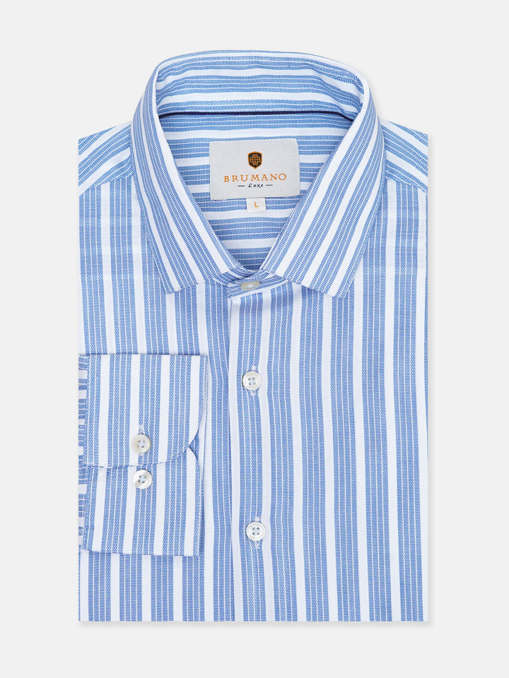 Blue Structured Striped Formal Shirt - Luxe