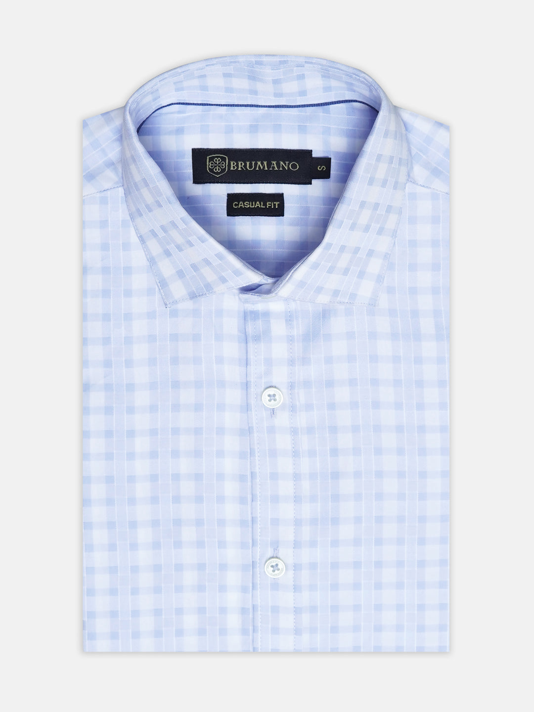 Blue white checkered formsal shirt brumano pakistan
