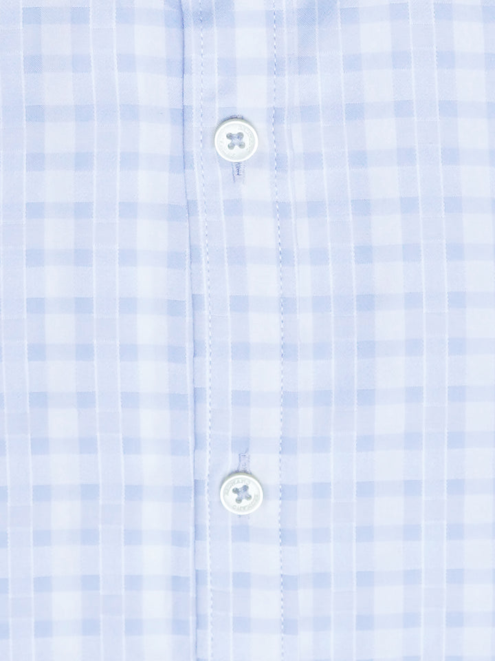 Blue & White Checkered Formal Shirt