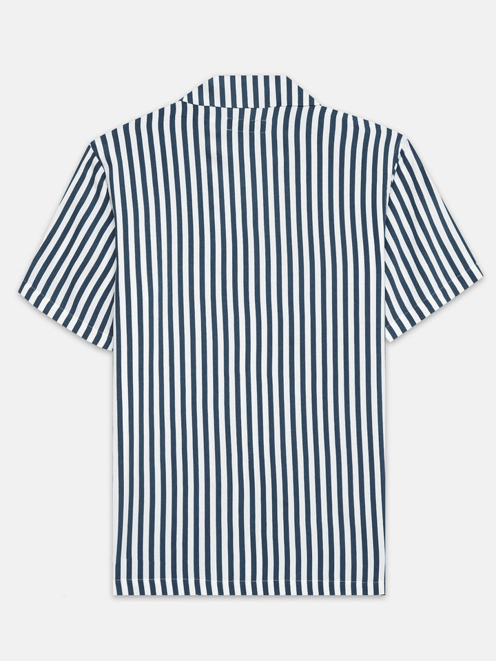 Blue & White Cuban Collar Shirt