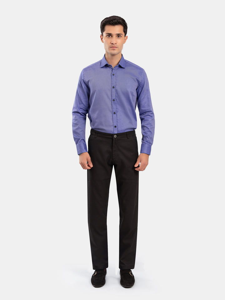 Blue & White Dobby Structured Formal Shirt - Luxe