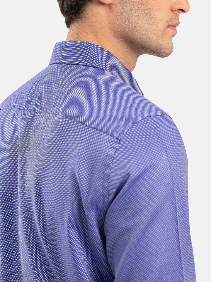 Blue & White Dobby Structured Formal Shirt - Luxe