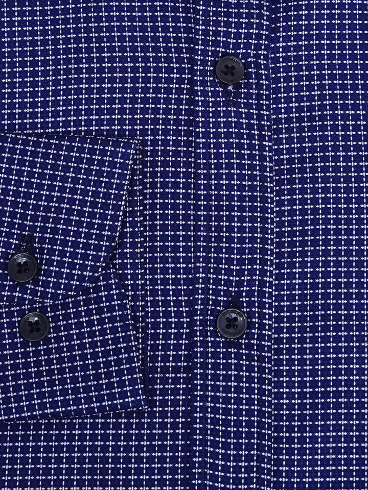 Blue & White Micro Structured Formal Shirt - Luxe