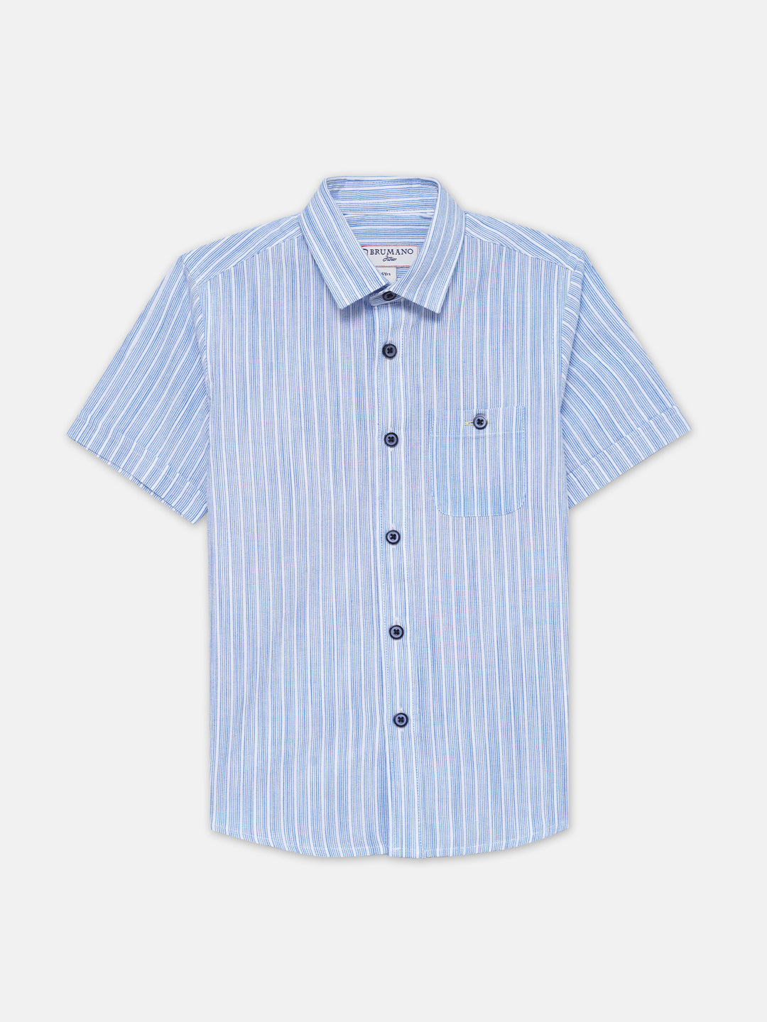 Blue & white striped half sleeve shirt   junior
