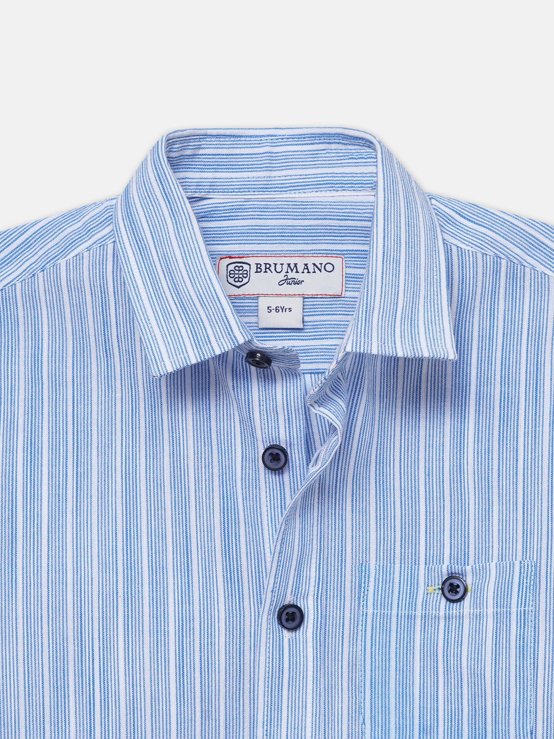 Blue & White Striped Half Sleeve Shirt - Junior