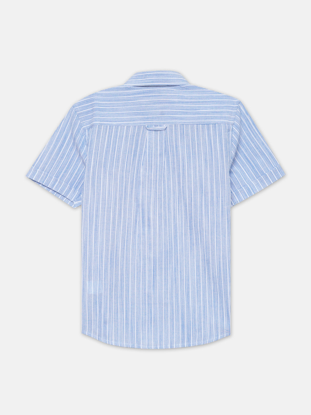 Blue & White Striped Half Sleeve Shirt - Junior