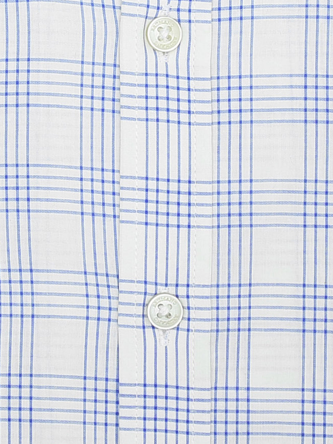 Blue Windowpane Shirt With Inside Button Down Collar