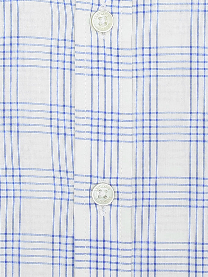 Blue Windowpane Shirt With Inside Button Down Collar