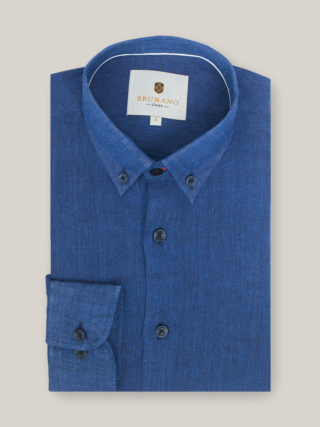 Blue 100% Linen Button Down Shirt Brumano Pakistan 