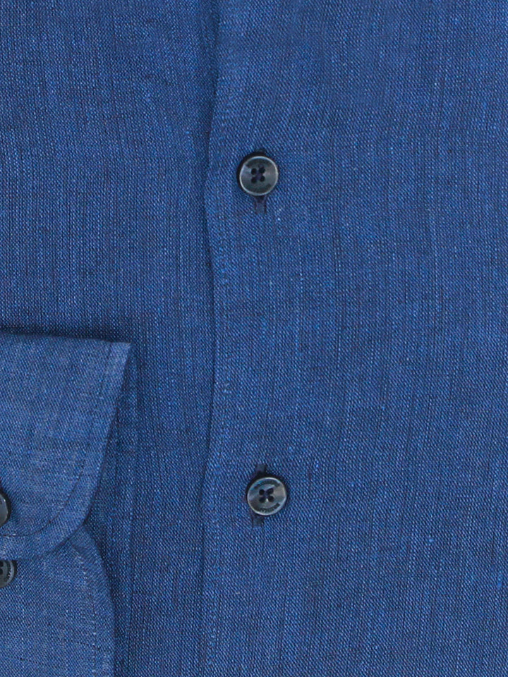 Blue 100% Linen Button Down Shirt Brumano Pakistan
