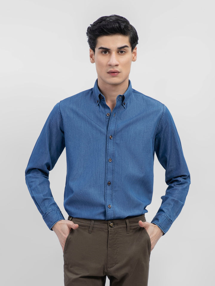 Blue Denim Shirt with Button Down Collar Brumano Pakistan