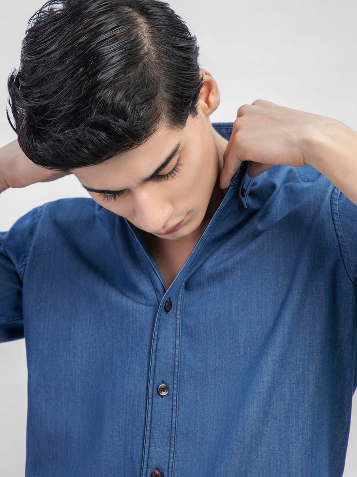 Blue Denim Shirt with Button Down Collar Brumano Pakistan