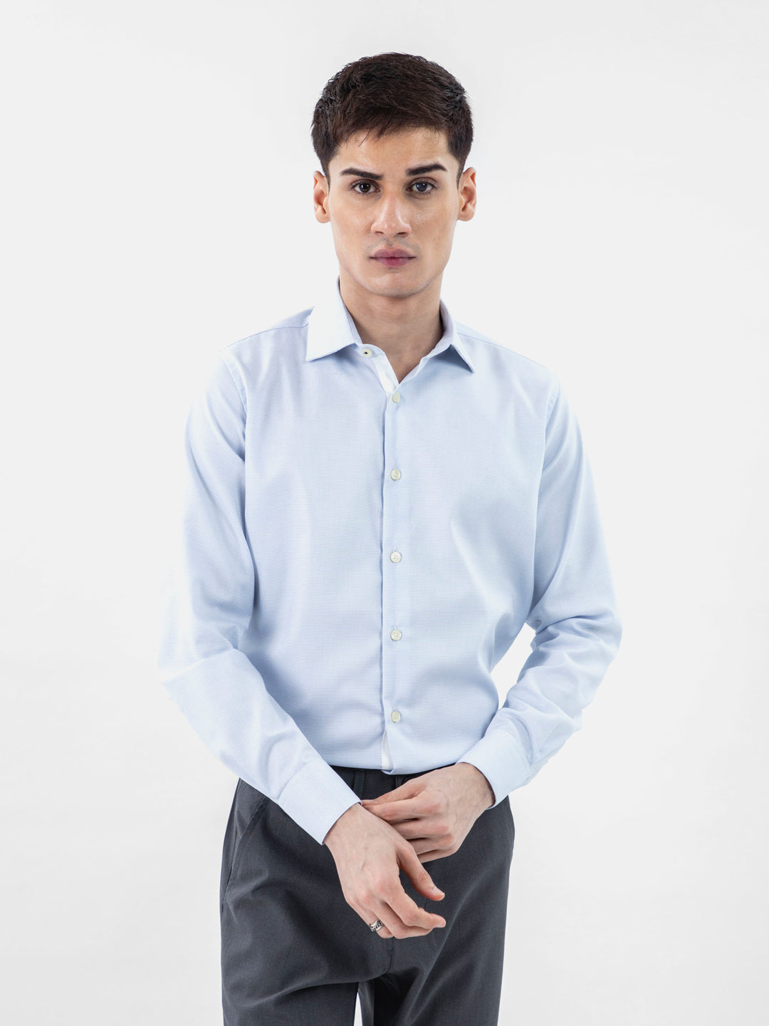 Blue Dobby Structured Formal Shirt Brumano Pakistan