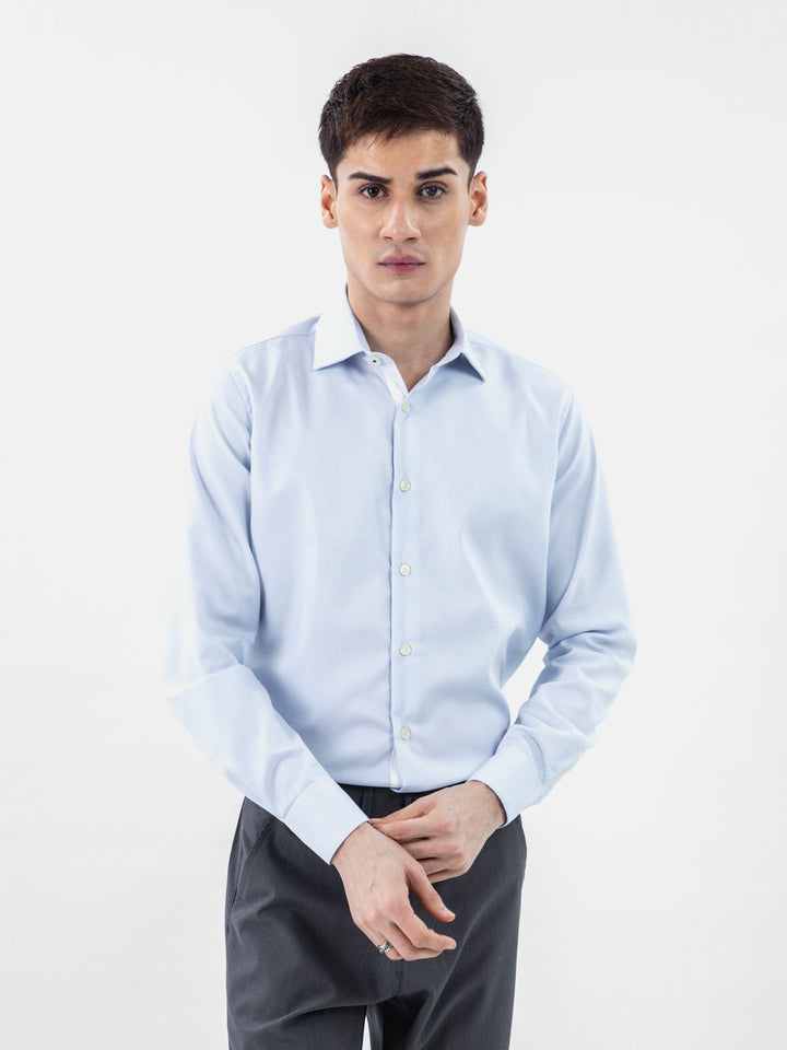Blue Dobby Structured Formal Shirt Brumano Pakistan