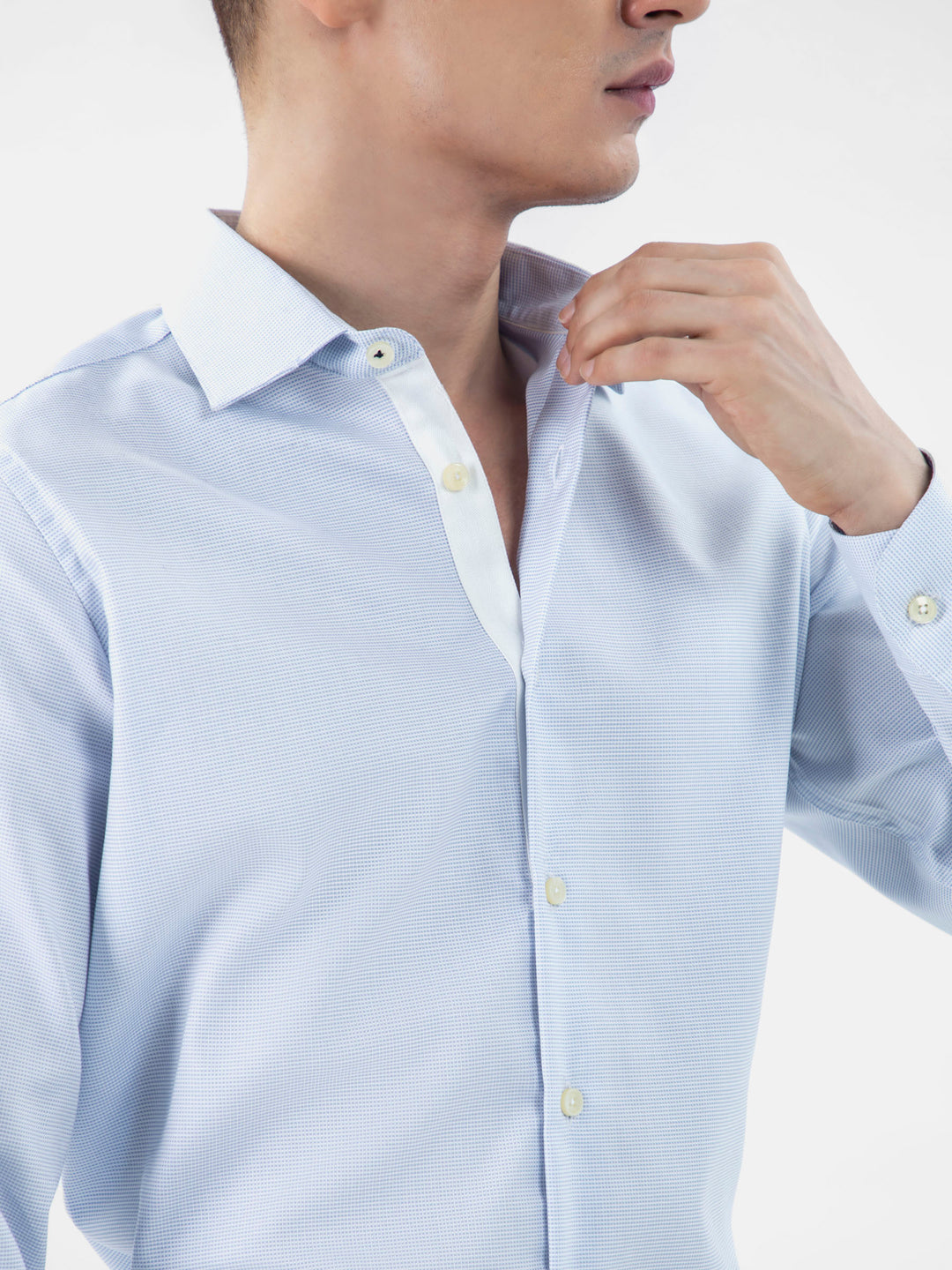 Blue Dobby Structured Formal Shirt Brumano Pakistan