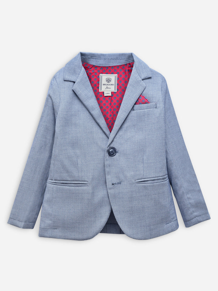 Blue Dobby Structured Kids Casual Blazer