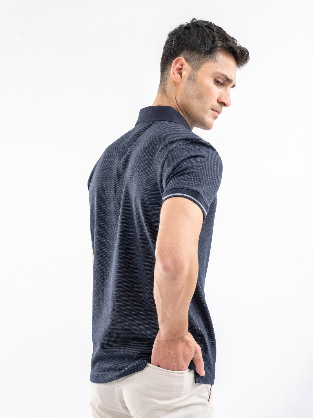 Blue Dobby Structured Slimfit Polo