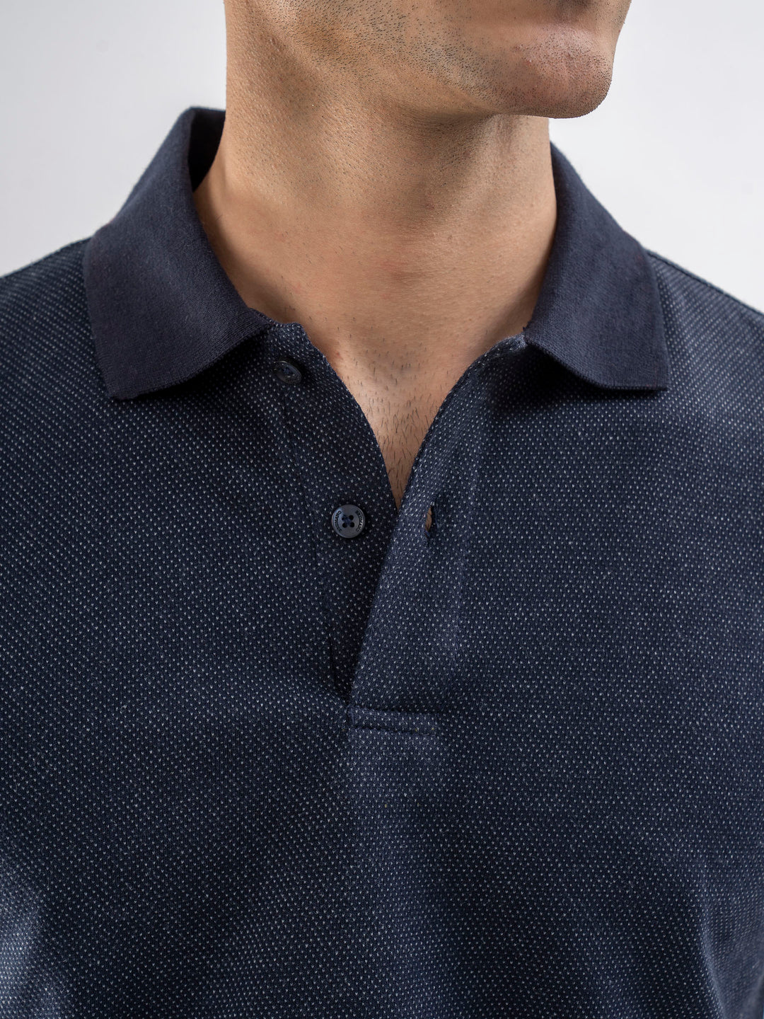 Blue Dobby Structured Slimfit Polo