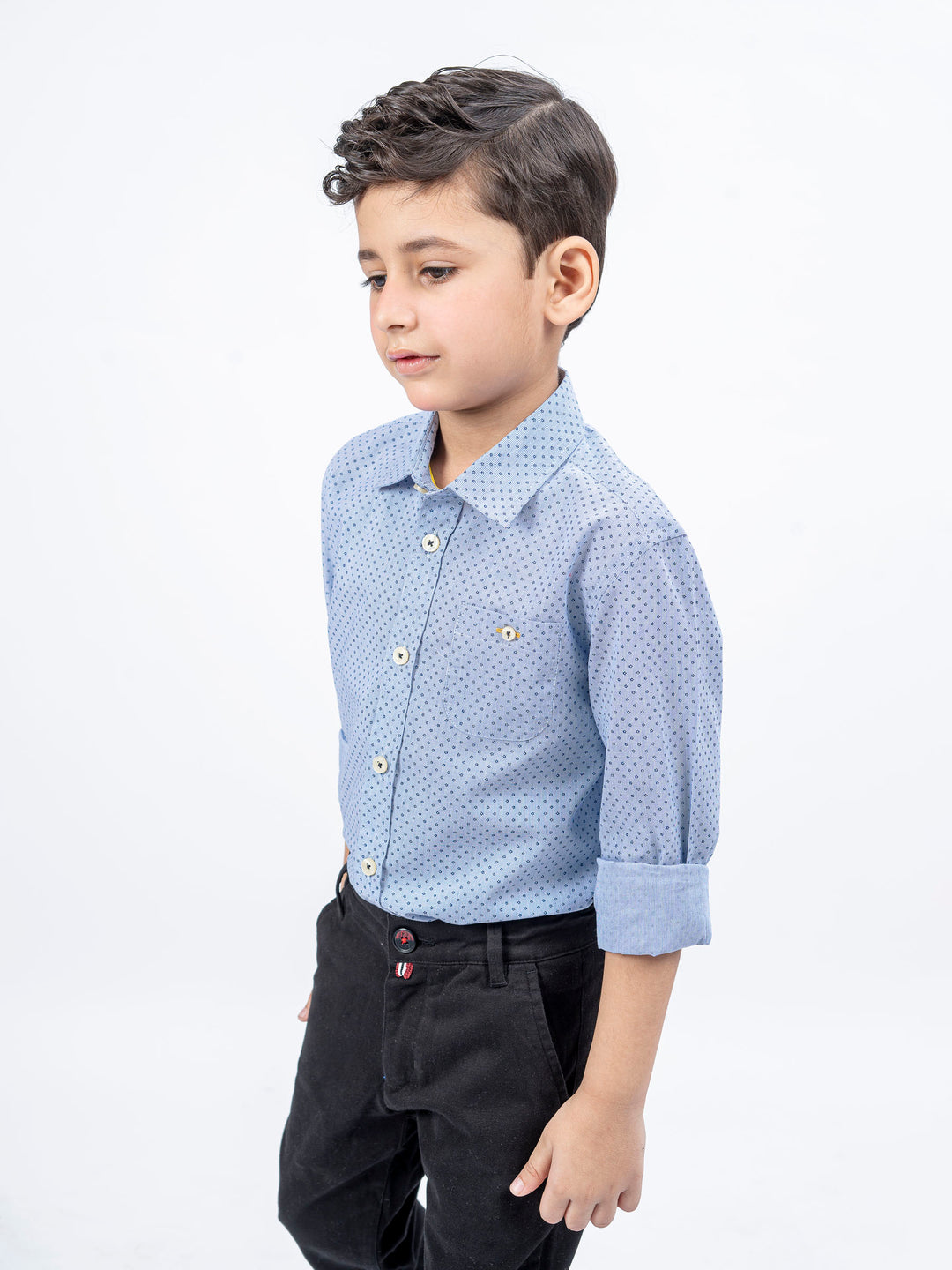 Blue Geo Printed Long Sleeve Casual Shirt