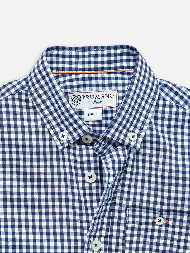 Blue Gingham Button Down Checkered Shirt