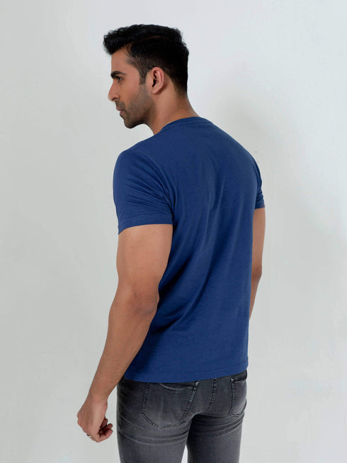 Blue Graphic Printed 'Run' T-Shirt Brumano Pakistan