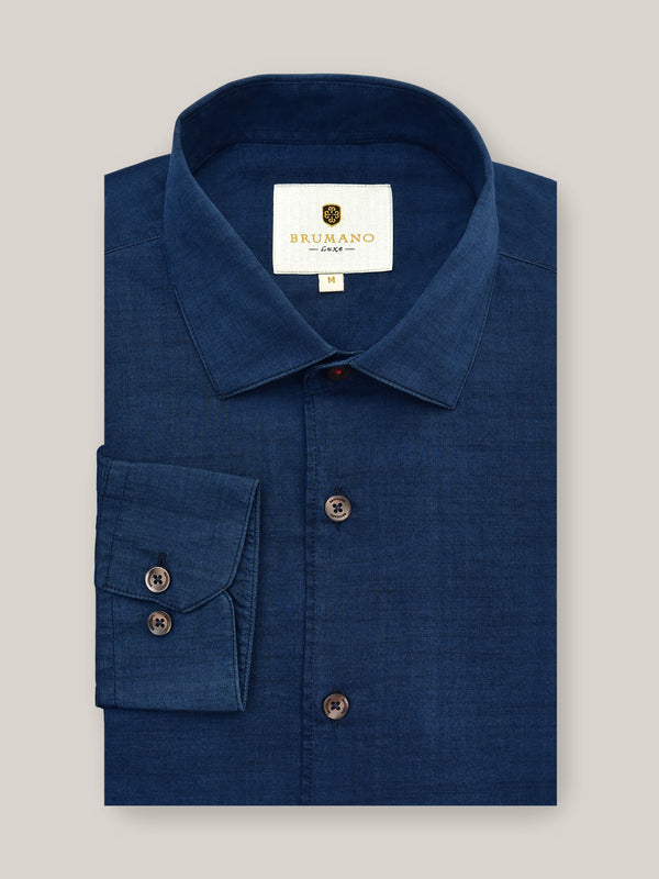 Blue Indigo Dyed Shirt With Cutaway Collar Brumano Pakistan