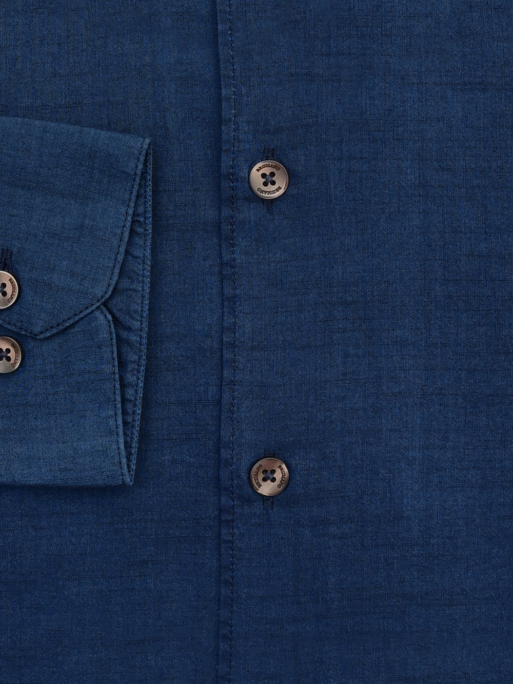 Blue Indigo Dyed Shirt With Cutaway Collar