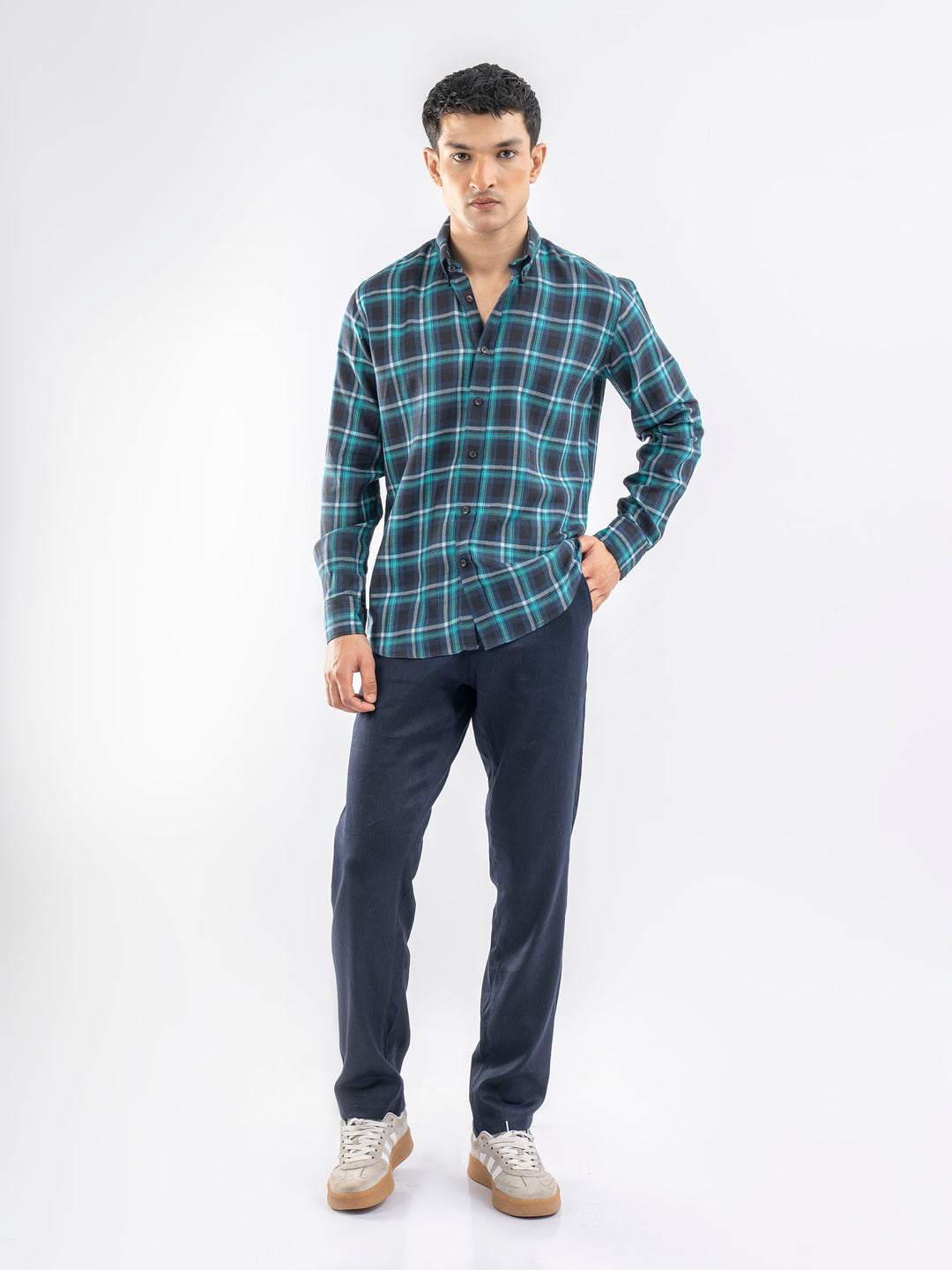 Blue Light Weight Checkered Shirt