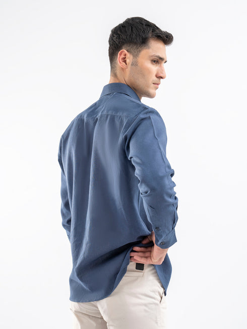 Blue Airy Linen Blended Shirt