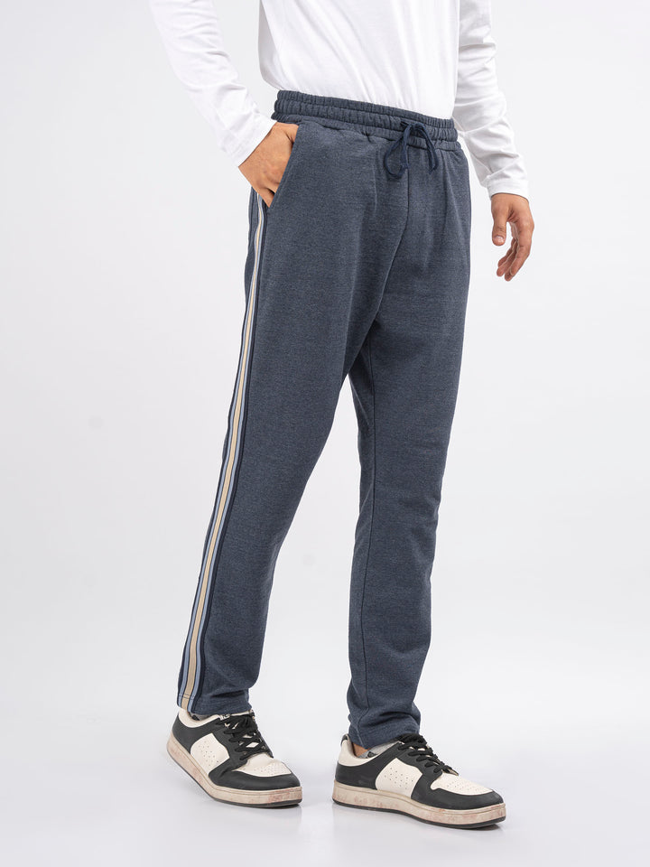Blue Melange Pajama With Contrasting Detailing — Brumano Pakistan