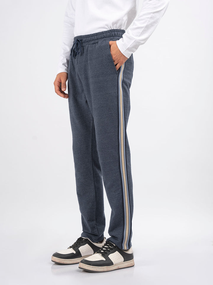 Blue Melange Pajama With Contrasting Detailing